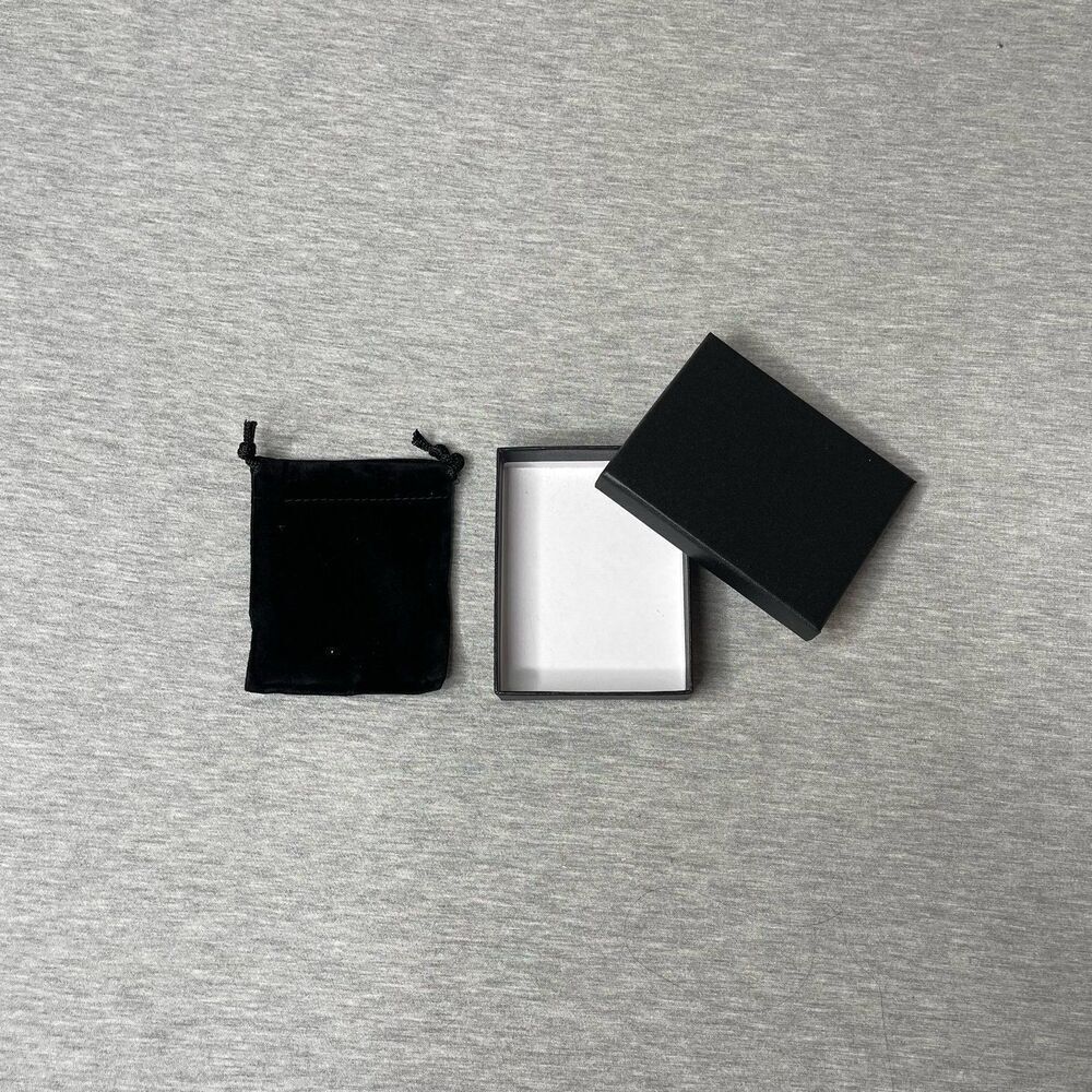 Macy’s Solid Black 4” x 3” Jewelry Necklace & Bracelet Gift Box 2 PCS. Set
